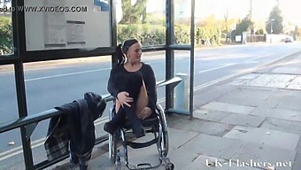 Disabled Adult Film Actress Exposes Herself In Public Alongside A Naked Figure In The City